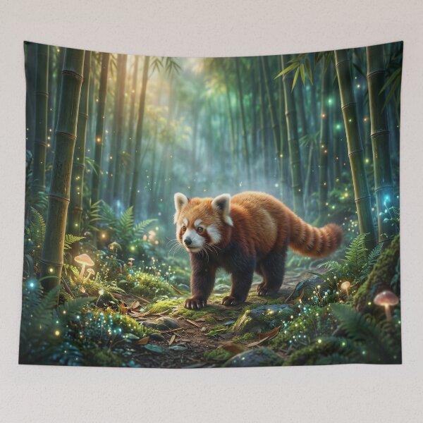 Item preview, Magical Red Panda in Glowing Bamboo Forest designed and sold by Natural life.