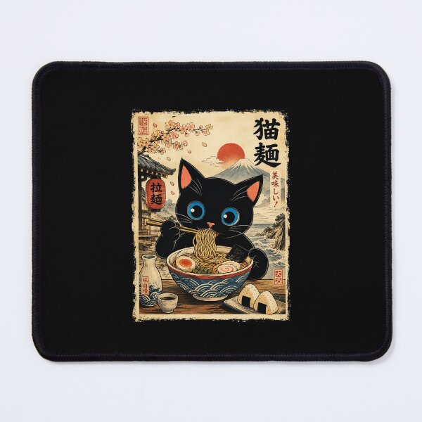 Item preview, Black Cat Ramen Vintage Japanese Noodle Shop Poster designed and sold by eliramaison.