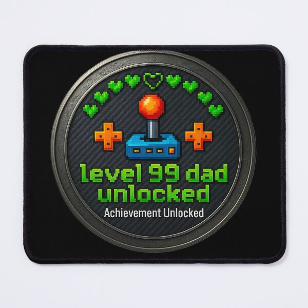 Item preview, Level 99 Dad Unlocked Retro Gamer Badge designed and sold by Pixel & Moon.