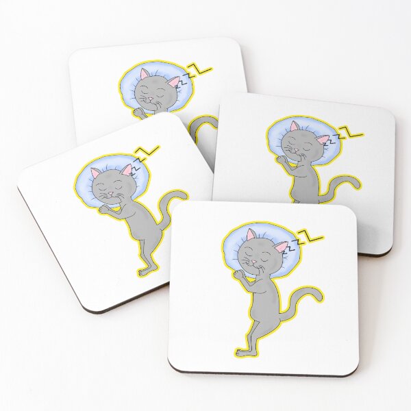 Item preview, Cute Cozy Kawaii Sleeping Grey Cat Nap designed and sold by BalRaju-Doodles.