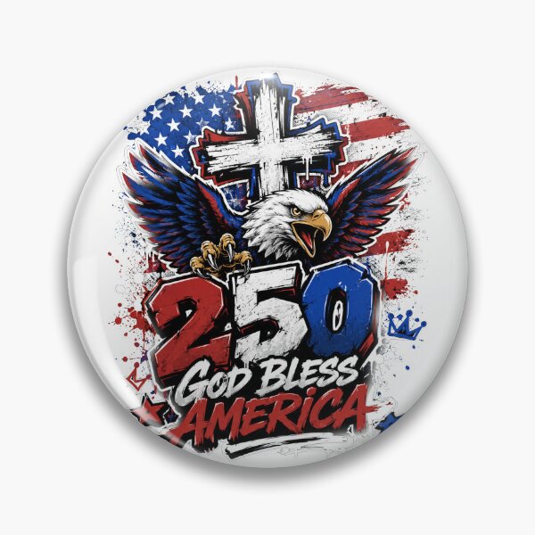 Item preview, T-shirt graphic for the 250th anniversary of the United States of America God Bless America Pround American USA American Flag 4th of July Independence Day Bald Eagle Cross Red While Blue 1776 2026 designed and sold by EmilyDouArt.
