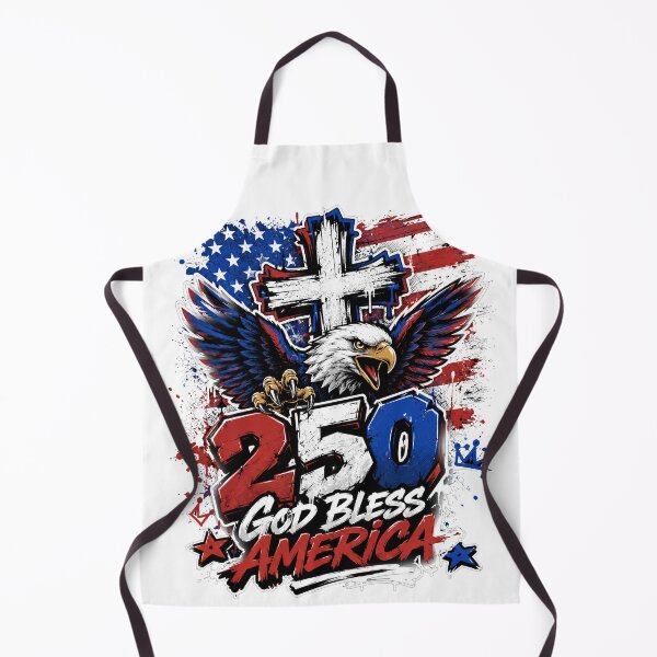 Item preview, T-shirt graphic for the 250th anniversary of the United States of America God Bless America Pround American USA American Flag 4th of July Independence Day Bald Eagle Cross Red While Blue 1776 2026 designed and sold by EmilyDouArt.