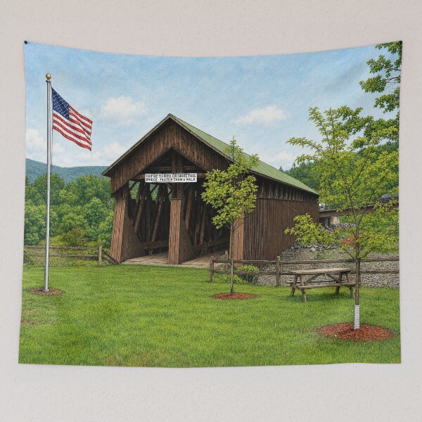 Item preview, Blenheim Covered Bridge Rustic designed and sold by gotucoveredart.