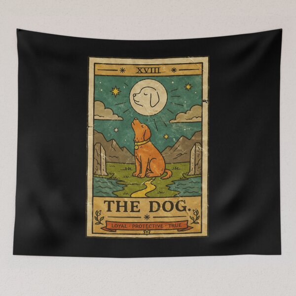 Item preview, The Dog Tarot Card Vintage Mystical Canine Moon designed and sold by ferminhays.