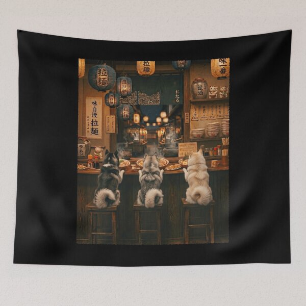 Item preview, Japanese Pomsky Art Ramen Noodle Foodie Dog Lover designed and sold by DoodleTortle.