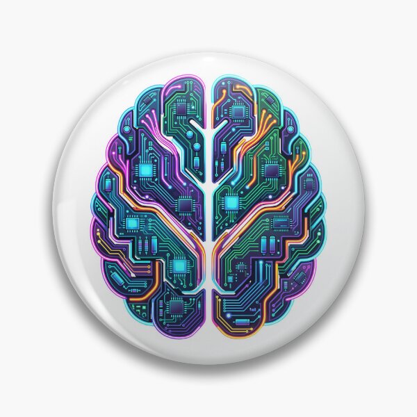 Item preview, Cybernetic Brain in Neon - Artificial Intelligence and Circuits designed and sold by Chaoscience.