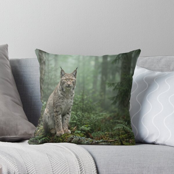 Item preview, Mystic Lynx in Misty Forest Wildlife Art designed and sold by Quiet life.
