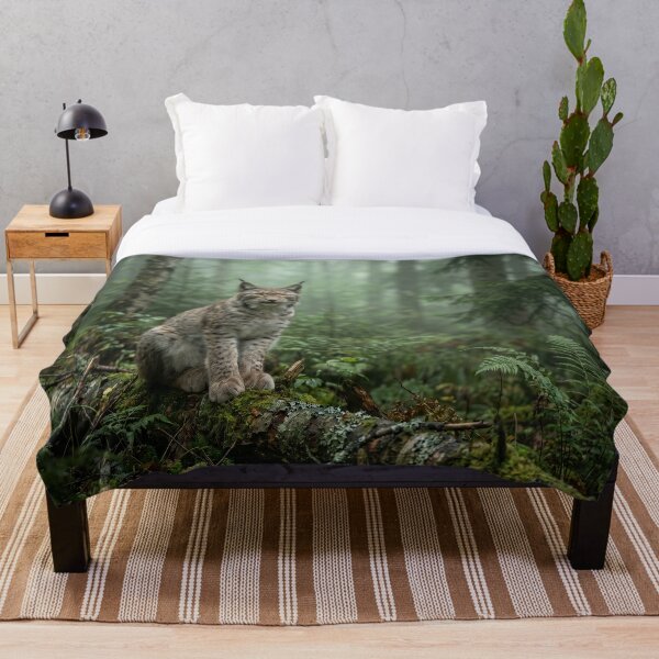 Item preview, Mystic Lynx in Misty Forest Wildlife Art designed and sold by Quiet life.