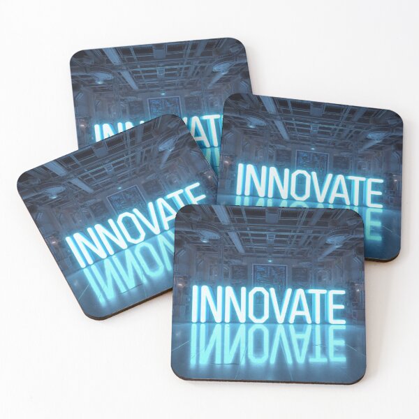 Item preview, INNOVATE - Cyberpunk Lab Neon Blue Futuristic Technology Motivational Poster designed and sold by RAMHEARTS.