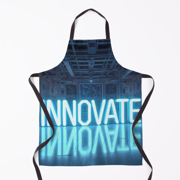 Item preview, INNOVATE - Cyberpunk Lab Neon Blue Futuristic Technology Motivational Poster designed and sold by AiNaturalsOnly.