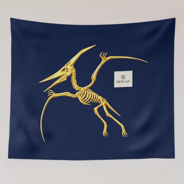 Item preview, Golden Pteranodon Dinosaur Fossil Skeleton designed and sold by hepcat-plus.