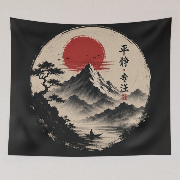 Item preview, Zen Mountain Serenity | Japanese Ink Landscape Aesthetic T-Shirt designed and sold by Tanu Biswas.