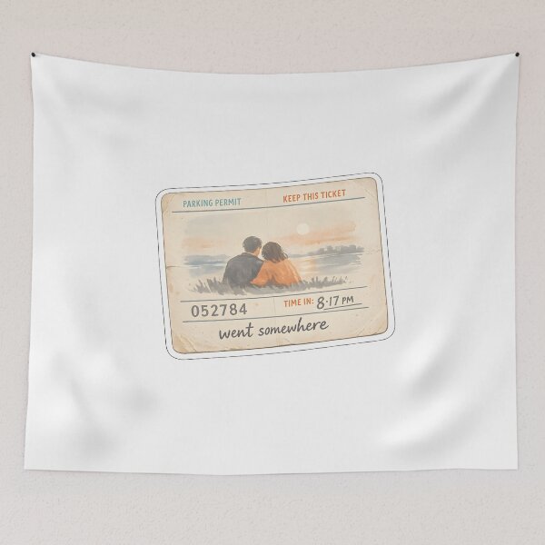 Item preview, Went Somewhere Retro Parking Permit Vintage Couple Sunset designed and sold by Naviora.