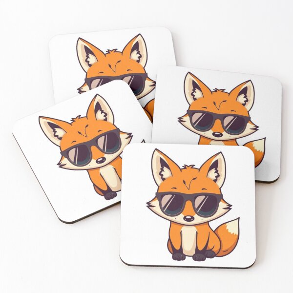 Item preview, Cute Kawaii Fox Sunglasses Vintage Retro Cartoon designed and sold by Higherclothing.