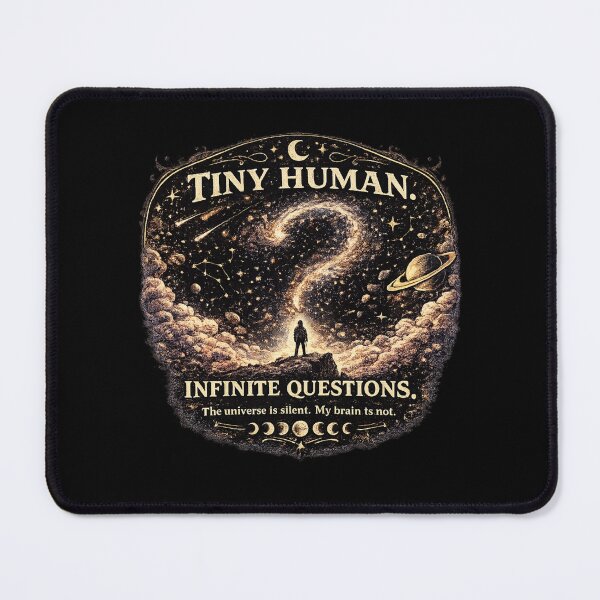 Item preview, Tiny Human Infinite Questions Shirt | Cosmic Philosophy Space Aesthetic Tee designed and sold by MrDev.