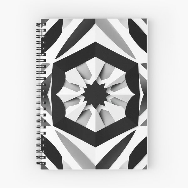 Item preview, Black White Hexagonal Kaleidoscope Geometric Pattern designed and sold by IntelliMindDesigns.