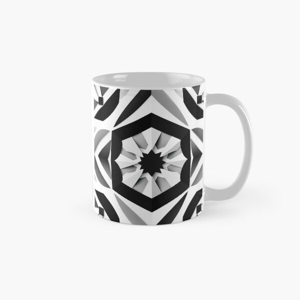 Item preview, Black White Hexagonal Kaleidoscope Geometric Pattern designed and sold by IntelliMindDesigns.