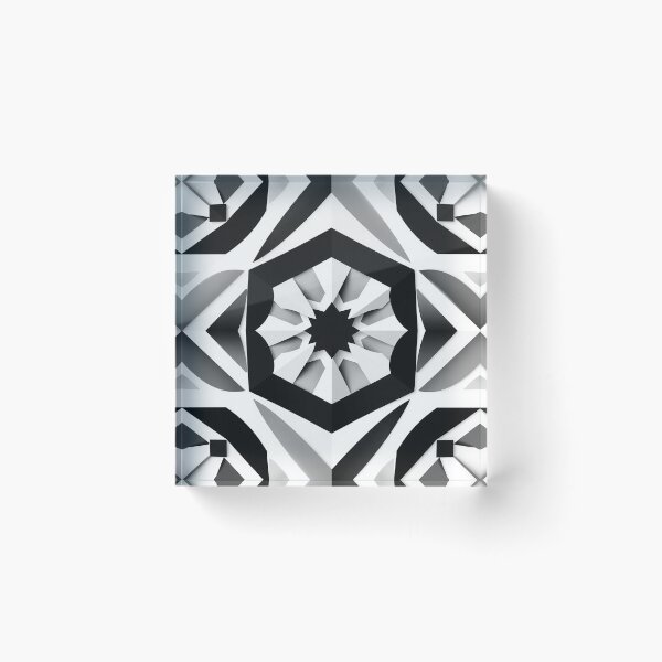Item preview, Black White Hexagonal Kaleidoscope Geometric Pattern designed and sold by IntelliMindDesigns.