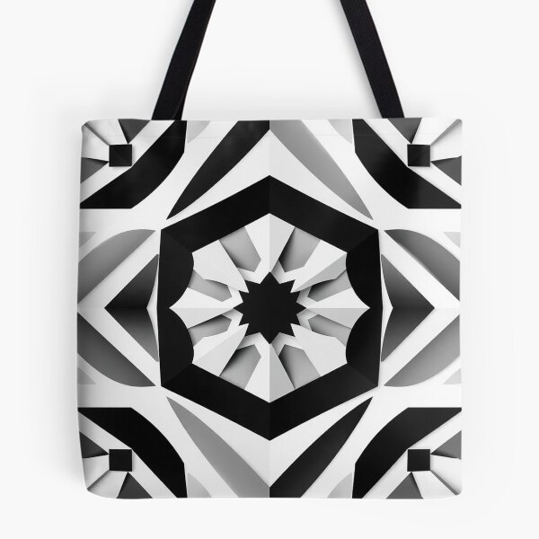 Item preview, Black White Hexagonal Kaleidoscope Geometric Pattern designed and sold by IntelliMindDesigns.