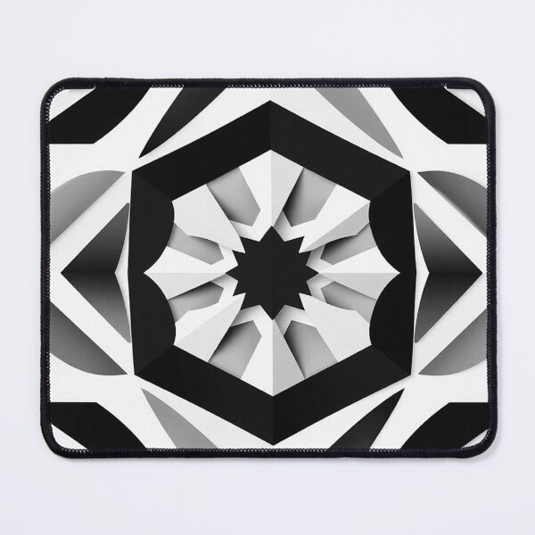 Item preview, Black White Hexagonal Kaleidoscope Geometric Pattern designed and sold by IntelliMindDesigns.