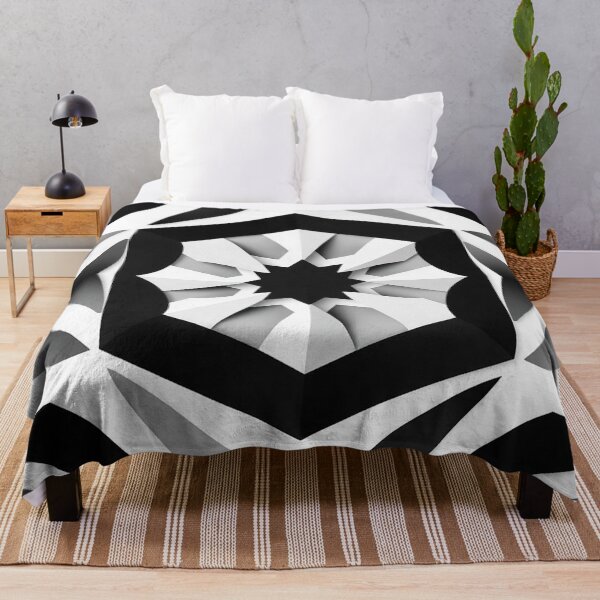 Item preview, Black White Hexagonal Kaleidoscope Geometric Pattern designed and sold by IntelliMindDesigns.