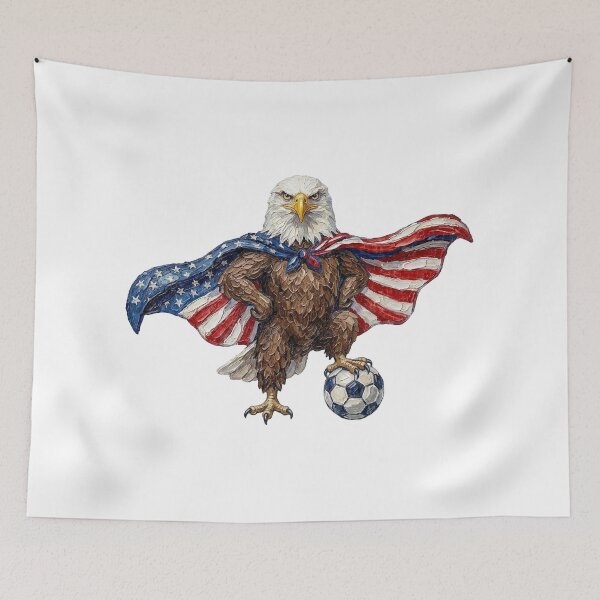 Item preview, USA Soccer Superhero Bald Eagle Impasto Art designed and sold by EvrmoodCo.