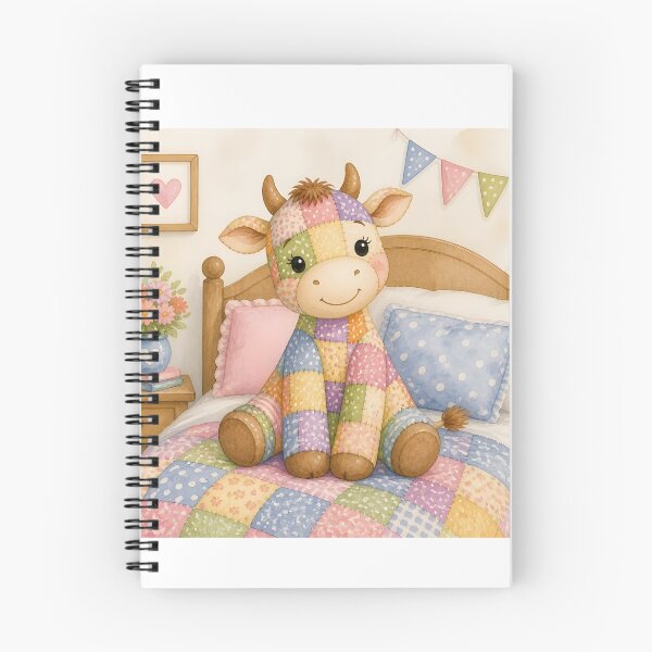 Item preview, Cute Patchwork Cow on Bed designed and sold by Shelley Loewnau-Jones Studio.