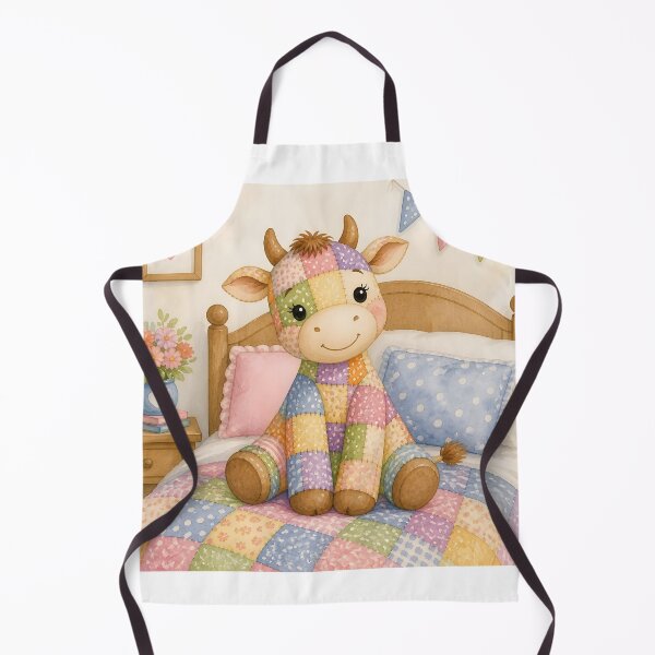 Item preview, Cute Patchwork Cow on Bed designed and sold by Shelley Loewnau-Jones Studio.