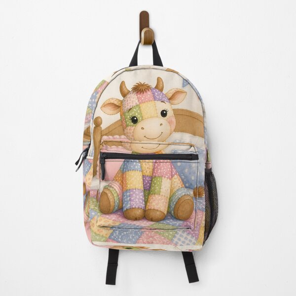 Item preview, Cute Patchwork Cow on Bed designed and sold by Shelley Loewnau-Jones Studio.