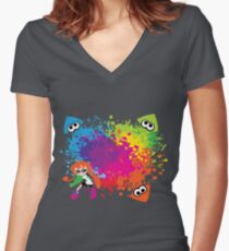 Splatoon - Ink Burst Women's Fitted V-Neck T-Shirt