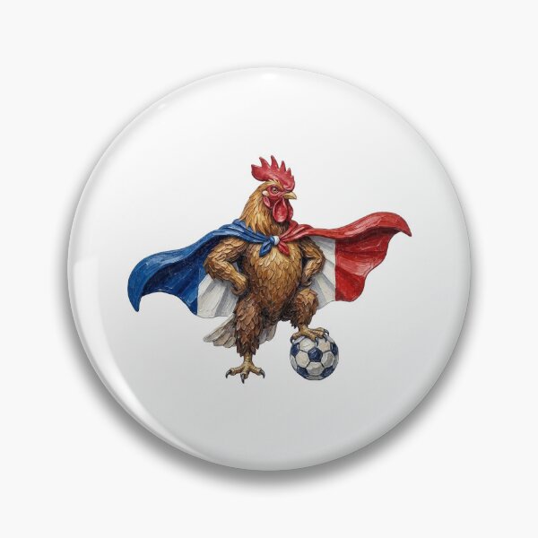 Item preview, France Soccer Superhero Rooster Impasto Flag Art designed and sold by EvrmoodCo.