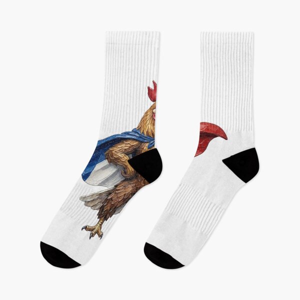 Item preview, France Soccer Superhero Rooster Impasto Flag Art designed and sold by EvrmoodCo.