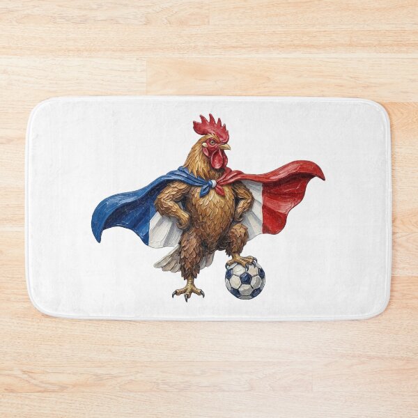 Item preview, France Soccer Superhero Rooster Impasto Flag Art designed and sold by EvrmoodCo.