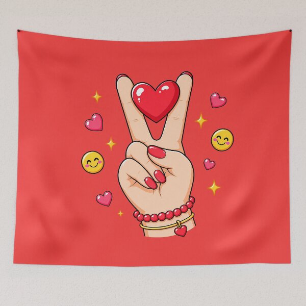 Item preview, Hand Peace Sign Holding Red Heart designed and sold by ArtMassive.
