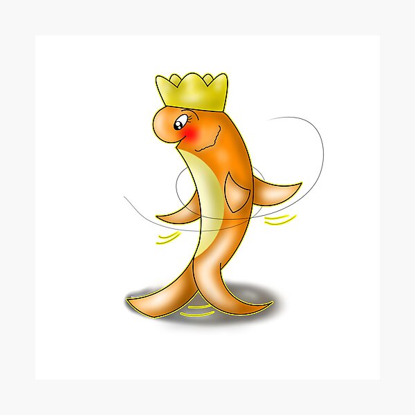 Item preview, Cute Dancing Kawaii Orange Fish With Crown designed and sold by BalRaju-Doodles.