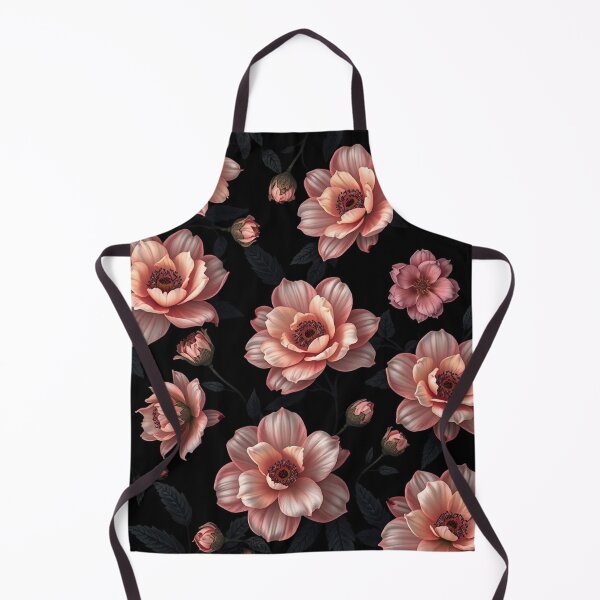 Item preview, Romantic Pink Peach Roses Floral Pattern Black Background designed and sold by IntelliMindDesigns.