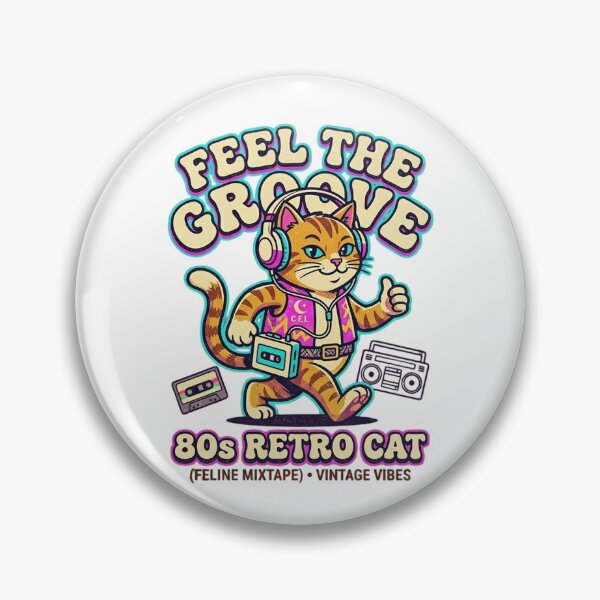 Item preview, 80s Retro Cat Walkman - Feel The Groove Vintage Mixtape designed and sold by Extravanganzza.