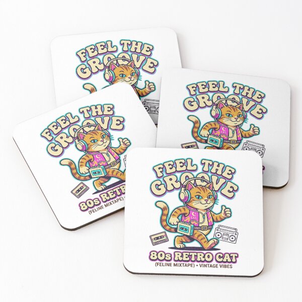 Item preview, 80s Retro Cat Walkman - Feel The Groove Vintage Mixtape designed and sold by Extravanganzza.
