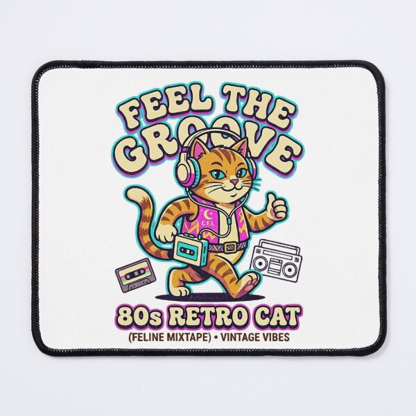 Item preview, 80s Retro Cat Walkman - Feel The Groove Vintage Mixtape designed and sold by Extravanganzza.