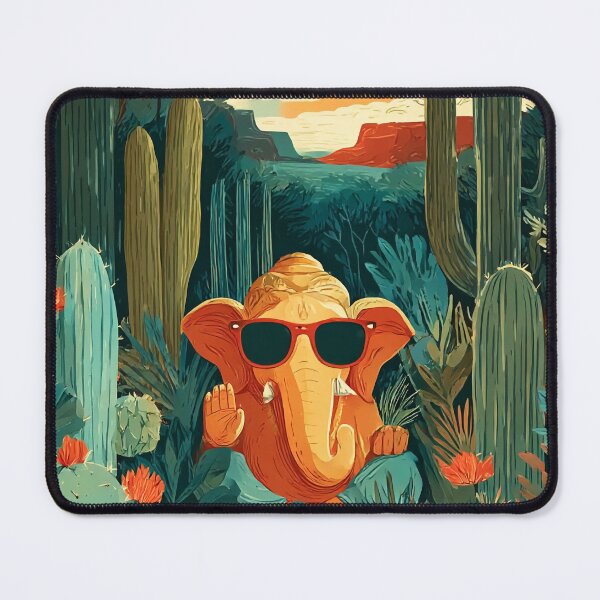 Item preview, Ganesha Desert Oasis Retro Travel Poster Pop Surrealism designed and sold by PANNARUK THAILAND.