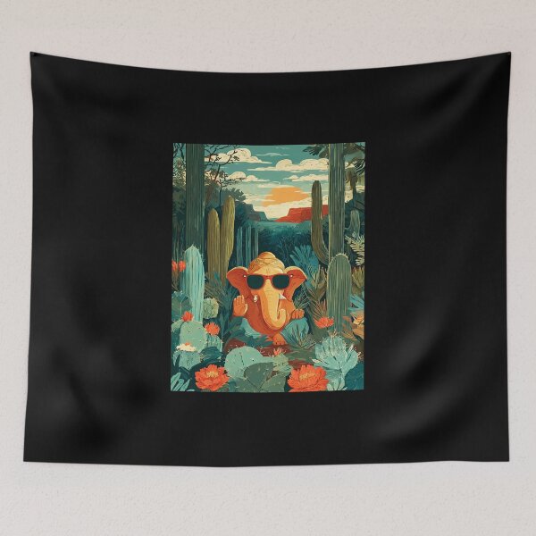 Item preview, Ganesha Desert Oasis Retro Travel Poster Pop Surrealism designed and sold by PANNARUK THAILAND.