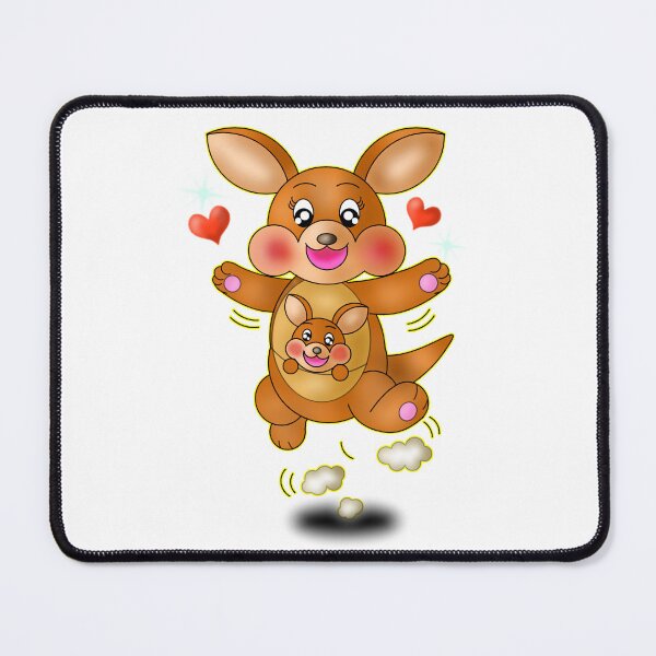 Item preview, Cute Happy Kawaii Kangaroo And Baby Joey Jumping designed and sold by BalRaju-Doodles.