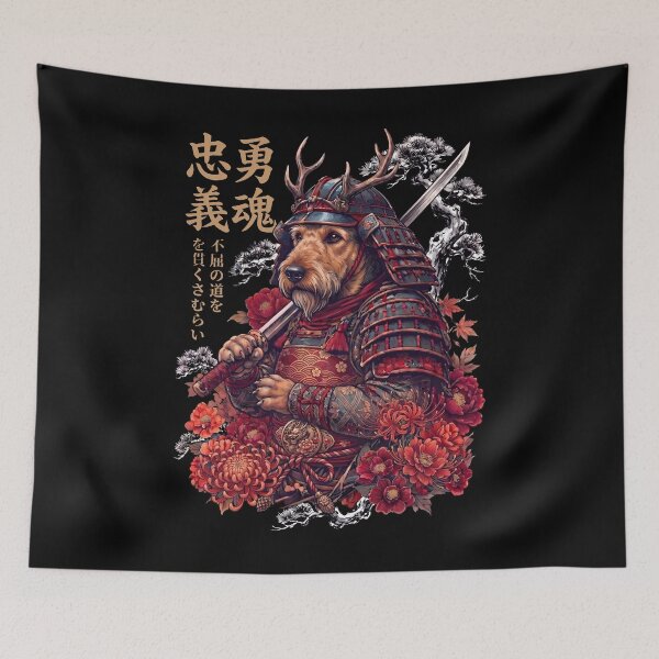 Item preview, Japanese Airedale Terrier Art Samurai Aesthetic Dog Owner designed and sold by DoodleTortle.