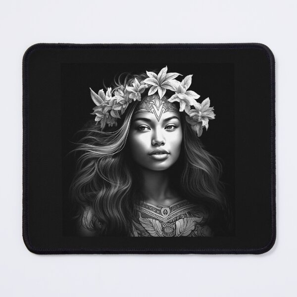 Item preview, Black and White Flower Crown Woman Portrait Fantasy Art designed and sold by inkoutninja.