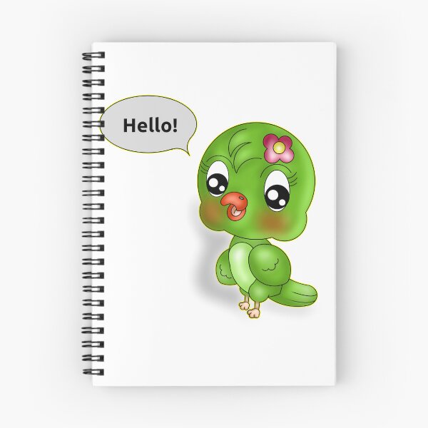 Item preview, Cute Friendly Kawaii Green Parrot Saying Hello designed and sold by BalRaju-Doodles.