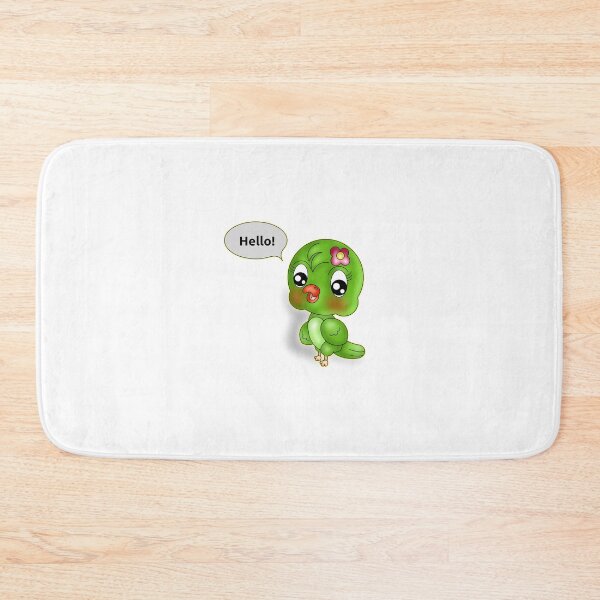 Item preview, Cute Friendly Kawaii Green Parrot Saying Hello designed and sold by BalRaju-Doodles.