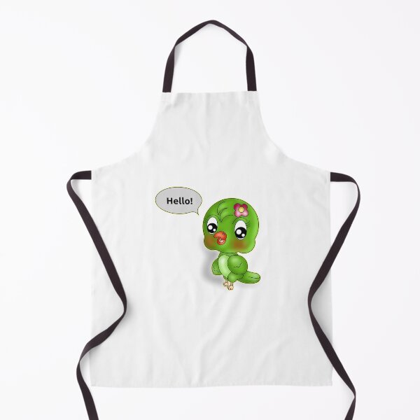 Item preview, Cute Friendly Kawaii Green Parrot Saying Hello designed and sold by BalRaju-Doodles.