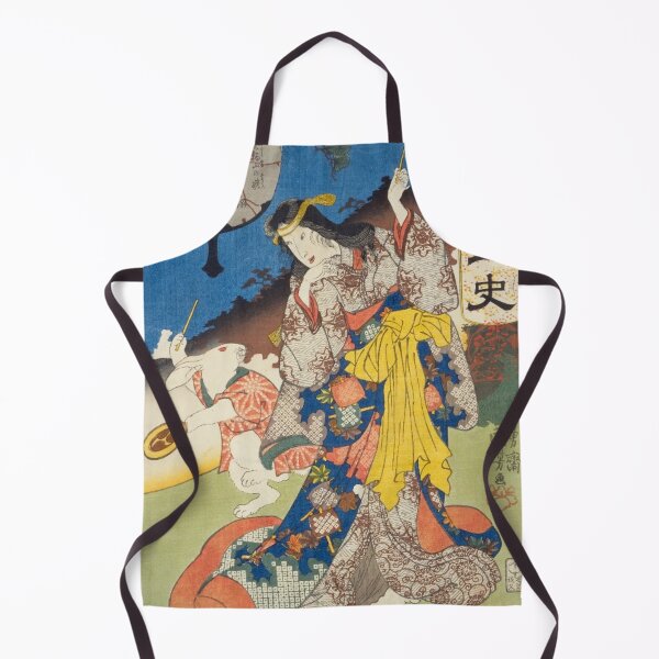Item preview, Beautiful Woman and Dancing Rabbit - Vintage Ukiyo-e Print designed and sold by vekotpu.