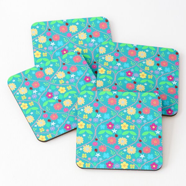 Item preview, Flowers and ladybugs pattern designed and sold by Brushes with Nature.