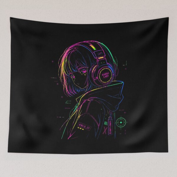 Item preview, Neon Cyber Kawaii Girl | Anime Cyberpunk Art designed and sold by KawaiiLabo.